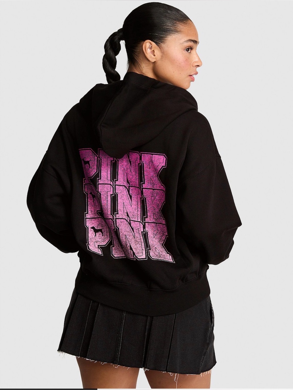 VICTORIAS SECRET PINK LIMITED EDITION CAMPUS FLEECE FULL ZIP HOODIE